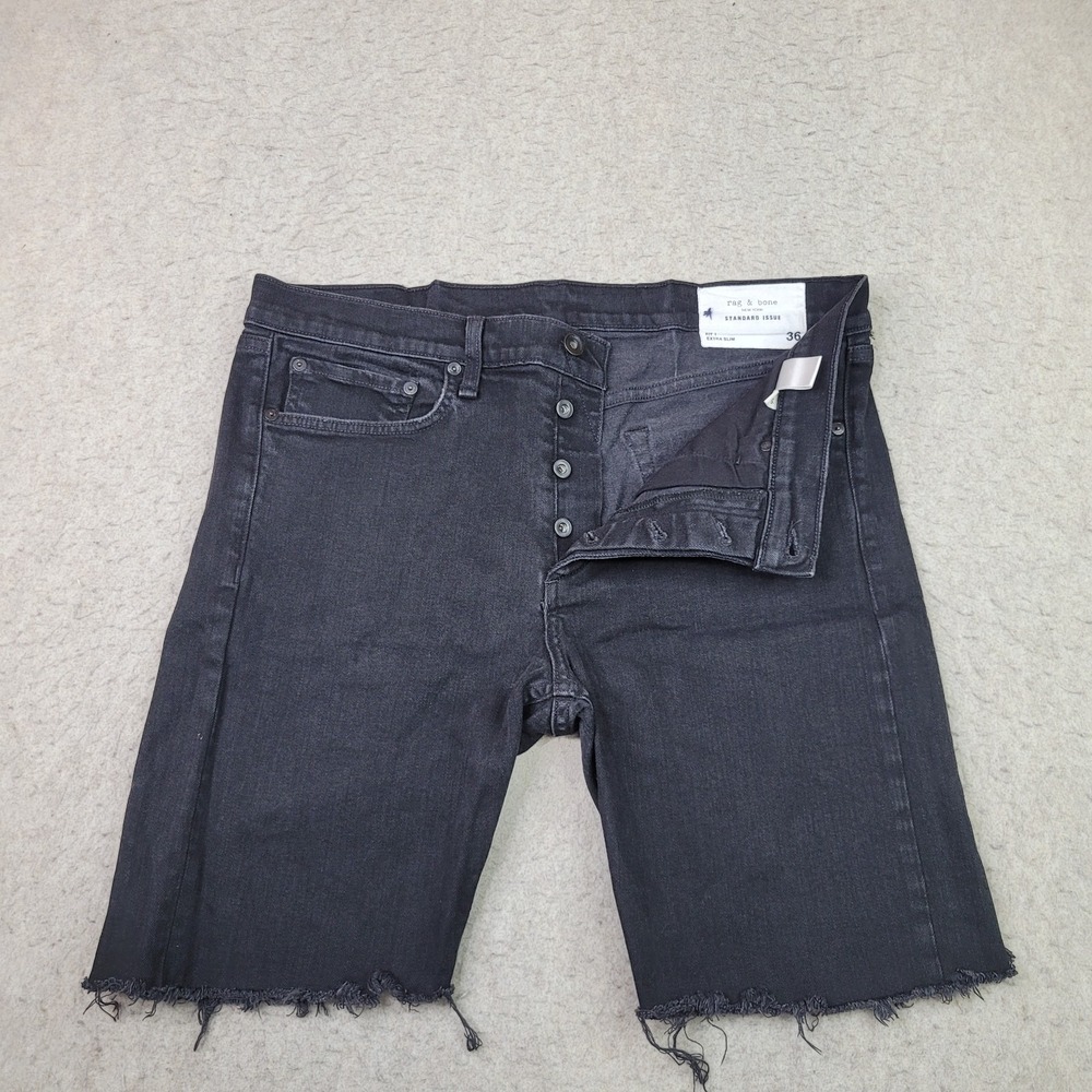 rag & bone Black Men's Flat Front Denim Shorts